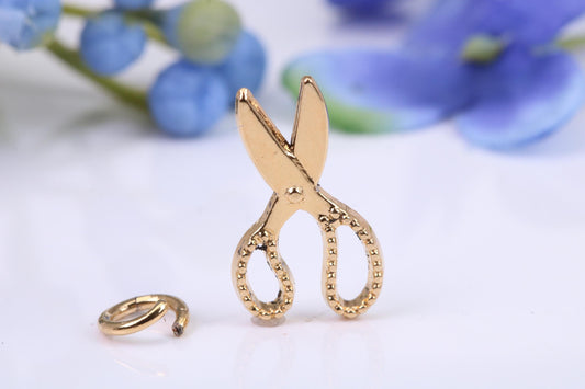Scissor Charm, Traditional Charm, Made from Solid Cast Yellow Gold, British Hallmarked