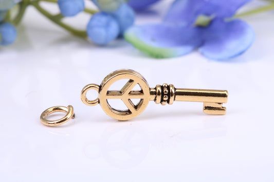 Key Charm, Made from Solid Cast Yellow Gold, British Hallmarked
