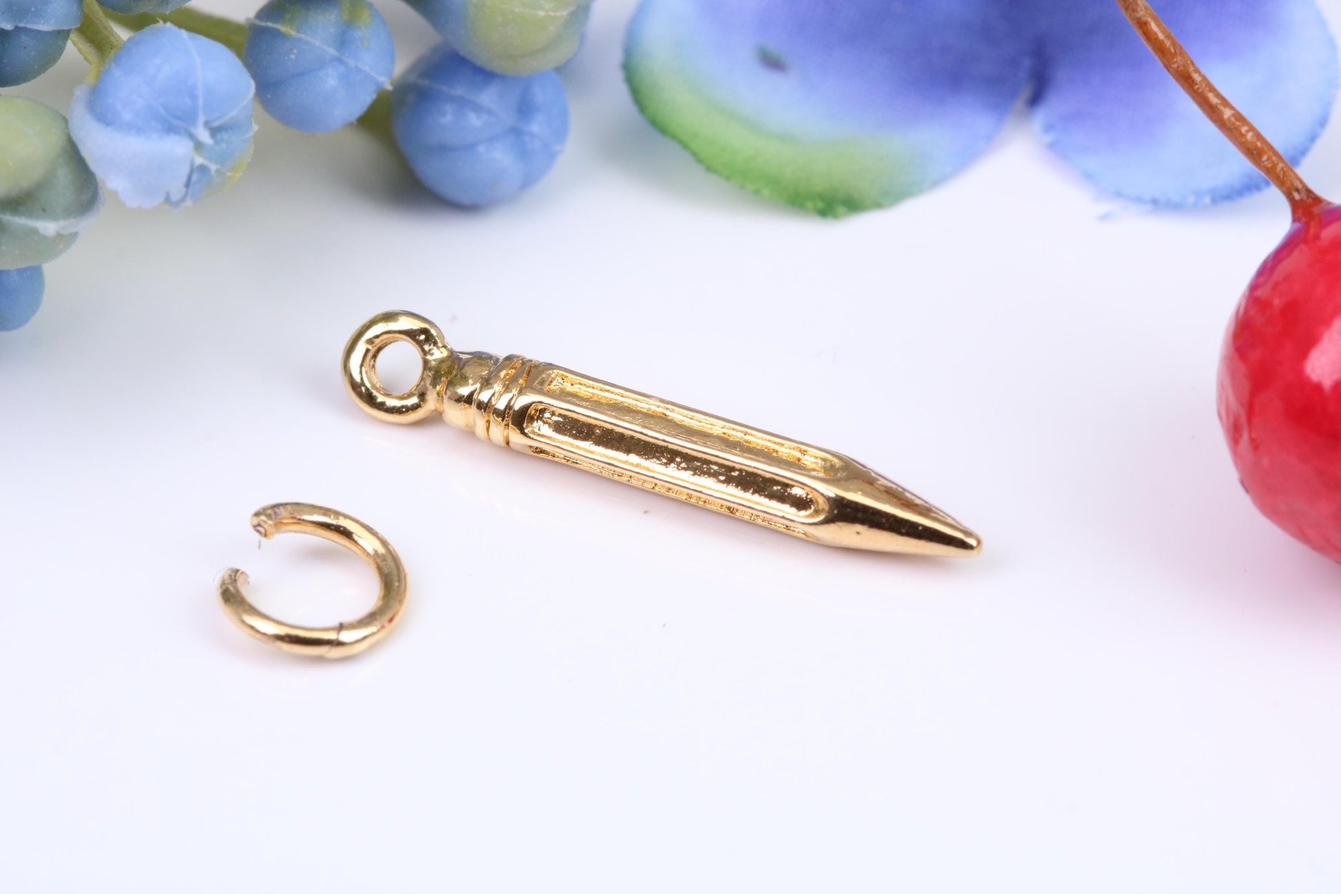 Centre Punch Tool Charm, Made from Solid Cast Yellow Gold, British Hallmarked