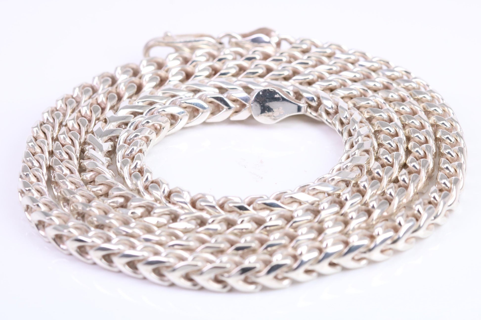 Gents heavy Byzantine Chain, made from solid Sterling Silver, 26 Inches Long x 5 mm wide, British Hallmarked
