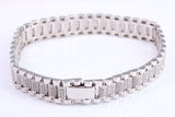Gents Heavy Watch Strap Style Bracelet, AAA Graded C Z, Made from solid Sterling Silver, 8.50 Inches Long and 11 mm Wide, British Hallmarked