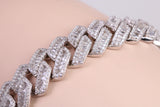 Gents Heavy C Z set Curb Link Bracelet, Made from solid Sterling Silver, 8.50 Inches Long and 13 mm Wide, British Hallmarked