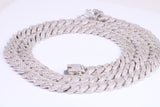 Gents heavy 24 inch Chain, Flat Cubic Zirconia set Links, made from solid Sterling Silver, 24 Inches Long x 8.50 mm wide