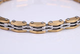 Steel Bike Chain Bracelet, Steel and Yellow Plated, Made from solid Steel, 8.50 Inches Long and 7 mm Wide