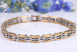 Steel Bike Chain Bracelet, Steel and Yellow Plated, Made from solid Steel, 8.50 Inches Long and 7 mm Wide