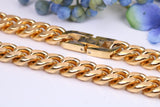Very Chunky Curb Link Steel Necklace, Made from solid Steel, IP Gold Plated, 10 mm Wide and available in two lengths, Gold Look
