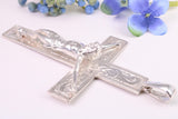 Very Very Large Crucifix, Measuring 110 mm Long, Made From Solid Cast Silver, Complete with Heavy Belcher Chain, British Hallmarked