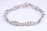 Heavy Bracelet, AAA Graded C Z set, Made from solid Sterling Silver, 8.75 Inches Long and 8 mm Wide, British Hallmarked