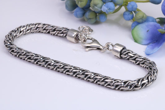 Gents Cuban Bracelet, made from solid Sterling Silver, 8.50 Inches Long x 5 mm wide, British Hallmarked