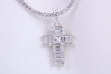 28 mm Long Cubic Zirconia set Cross Necklace, made from solid Sterling Silver