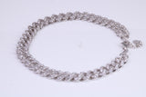C Z set Curb Link Bracelet, AAA Graded C Z, Made from solid Sterling Silver, 8.50 Inches Long and 9 mm Wide, Length Adjustable