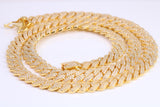 Gents heavy 24 inch Chain, Flat Cubic Zirconia set Links, made from solid Sterling Silver, 22 Inches Long x 8 mm wide, Yellow Gold Plated