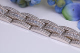 Gents Heavy C Z set Link Bracelet, Made from solid Sterling Silver, 8.50 Inches Long and 12 mm Wide, British Hallmarked