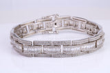 Gents Heavy C Z set Link Bracelet, Made from solid Sterling Silver, 8.50 Inches Long and 12 mm Wide, British Hallmarked