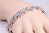 Gents Heavy C Z set Link Bracelet, Made from solid Sterling Silver, 8.50 Inches Long and 12 mm Wide, British Hallmarked