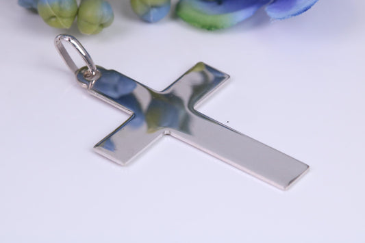 Simple Plain Polished Light Weight Cross, High Polished Finish, Made From Solid Cast Silver