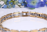 Steel Bike Chain Bracelet, Steel and Yellow Plated, Made from solid Steel, 8.50 Inches Long and 7 mm Wide