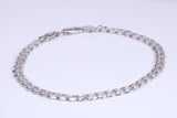 Diamond cut Flat Curb Link Bracelet, made from solid Sterling Silver, 8.50 Inches Long