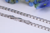 Diamond cut Flat Curb Link Bracelet, made from solid Sterling Silver, 8.50 Inches Long