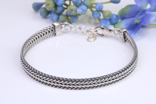 Gents Cuban Bracelet, made from solid Sterling Silver, 8.50 Inches Long x 6 mm wide, Length Adjustable, British Hallmarked