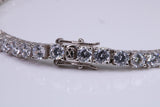 Tennis Bracelet, made from solid Sterling Silver and set with top graded Diamond White C Z, 8.50 inches Long