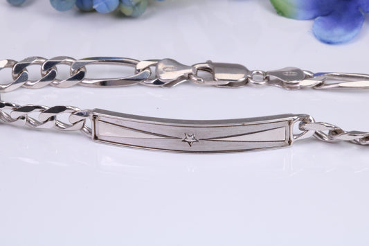 Gents Diamond cut Link Bracelet, Made from solid Sterling Silver, 8.50 Inches Long and 7 mm Wide, British Hallmarked