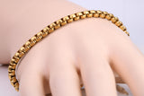 Cuban Steel Bracelet, Made from solid Steel, IP Gold Plated, measures 8.50 Inches Long and 4 mm Wide