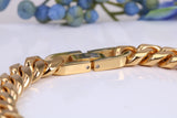 10 mm wide Diamond cut Curb Bracelet, Made from solid Steel, IP Gold Plated, measures 8.50 Inches Long and 10 mm Wide