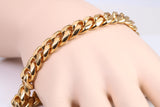 10 mm wide Diamond cut Curb Bracelet, Made from solid Steel, IP Gold Plated, measures 8.50 Inches Long and 10 mm Wide