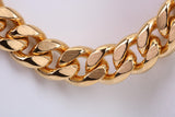 Very Chunky Curb Link Steel Necklace, Made from solid Steel, IP Gold Plated, 10 mm Wide and available in two lengths, Gold Look