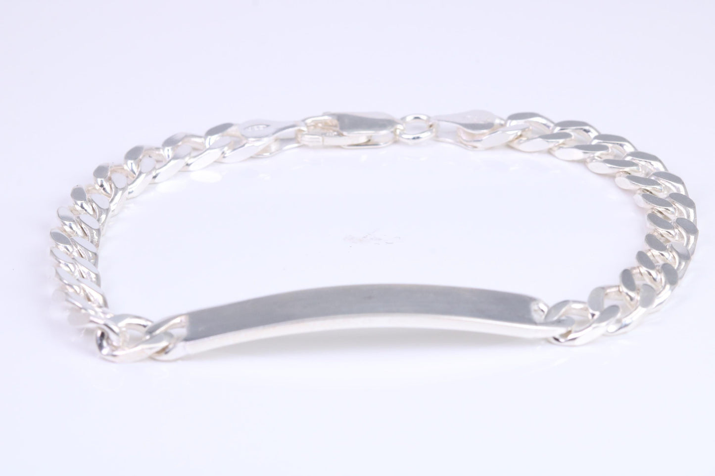 Diamond cut Curb Link Bracelet, Made from solid Sterling Silver, 8 Inches Long and 7 mm Wide, British Hallmarked