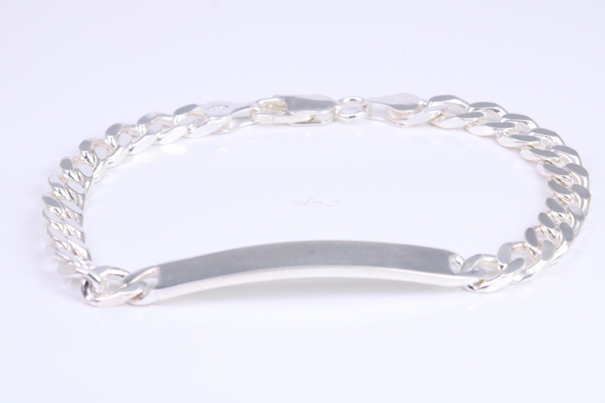 Diamond cut Curb Link Bracelet, Made from solid Sterling Silver, 8 Inches Long and 7 mm Wide, British Hallmarked
