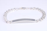 Diamond cut Curb Link Bracelet, Made from solid Sterling Silver, 8 Inches Long and 7 mm Wide, British Hallmarked