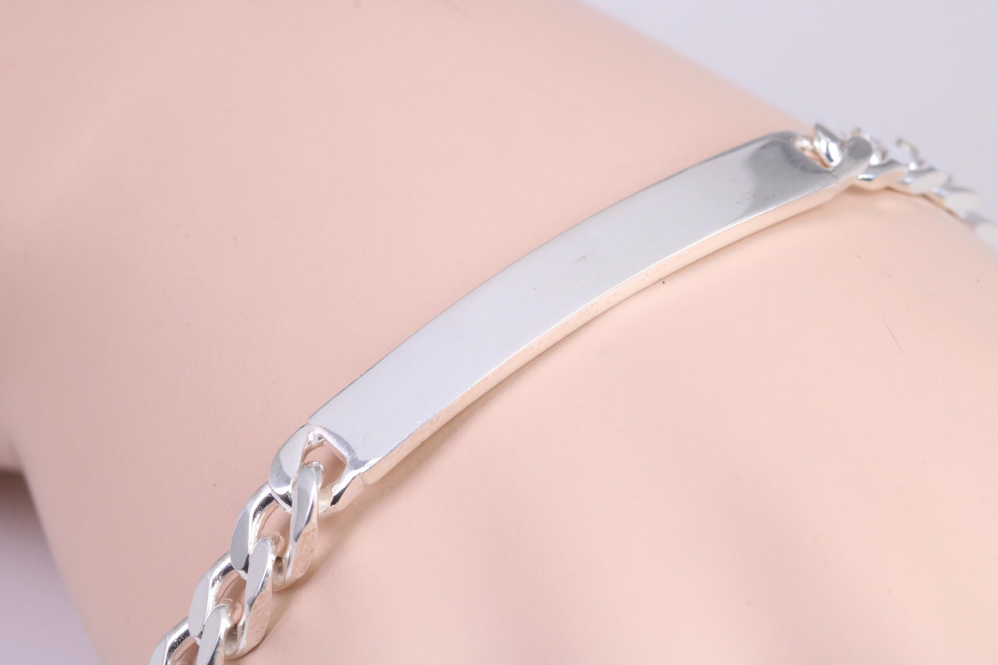 Diamond cut Curb Link Bracelet, Made from solid Sterling Silver, 8 Inches Long and 7 mm Wide, British Hallmarked