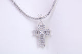 28 mm Long Cubic Zirconia set Cross Necklace, made from solid Sterling Silver