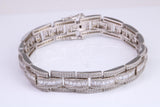 Gents Heavy C Z set Link Bracelet, Made from solid Sterling Silver, 8.50 Inches Long and 12 mm Wide, British Hallmarked