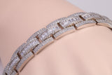 Gents Heavy C Z set Link Bracelet, Made from solid Sterling Silver, 8.50 Inches Long and 12 mm Wide, British Hallmarked