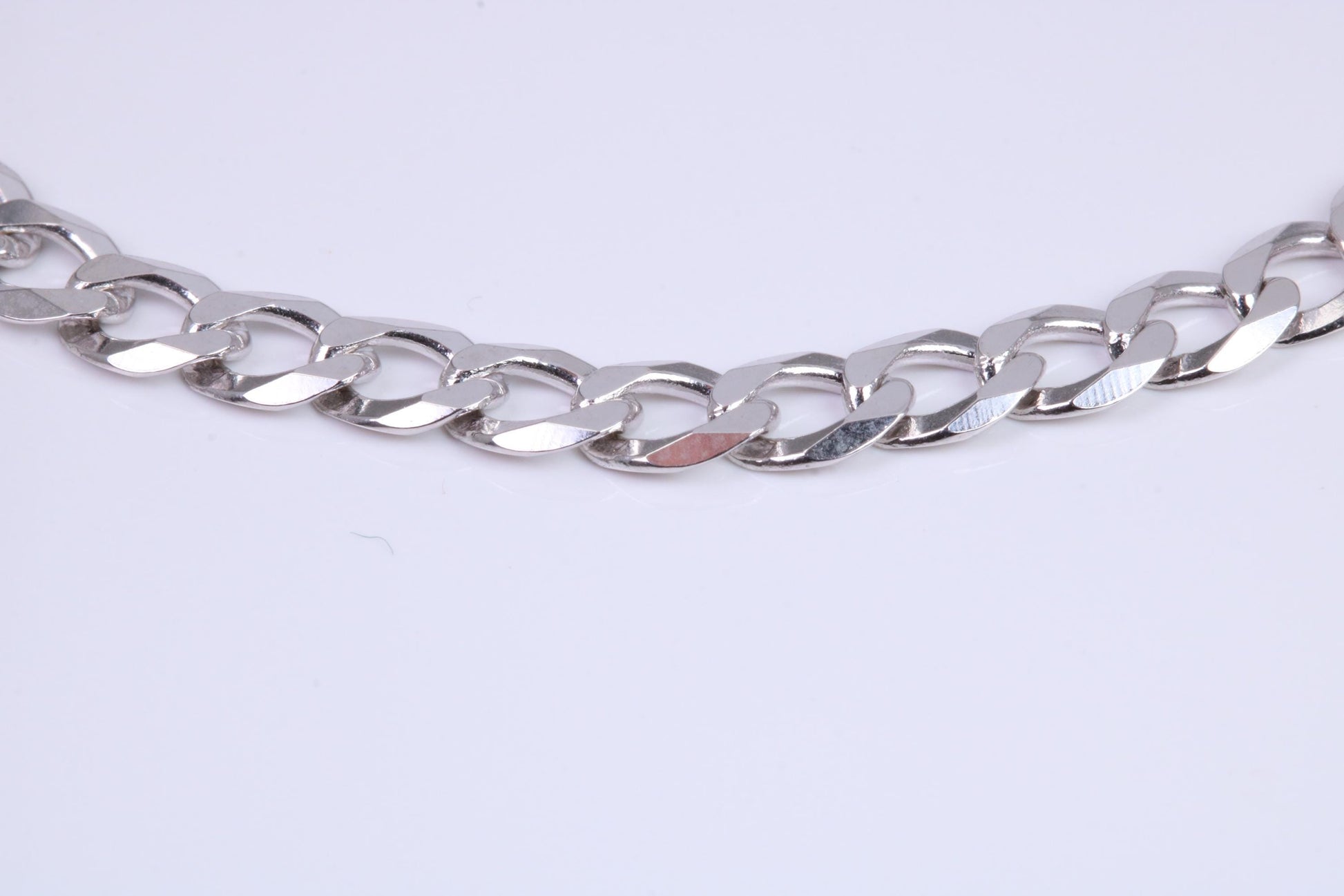 Diamond cut Flat Curb Link Bracelet, made from solid Sterling Silver, 8.50 Inches Long