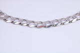 Diamond cut Flat Curb Link Bracelet, made from solid Sterling Silver, 8.50 Inches Long