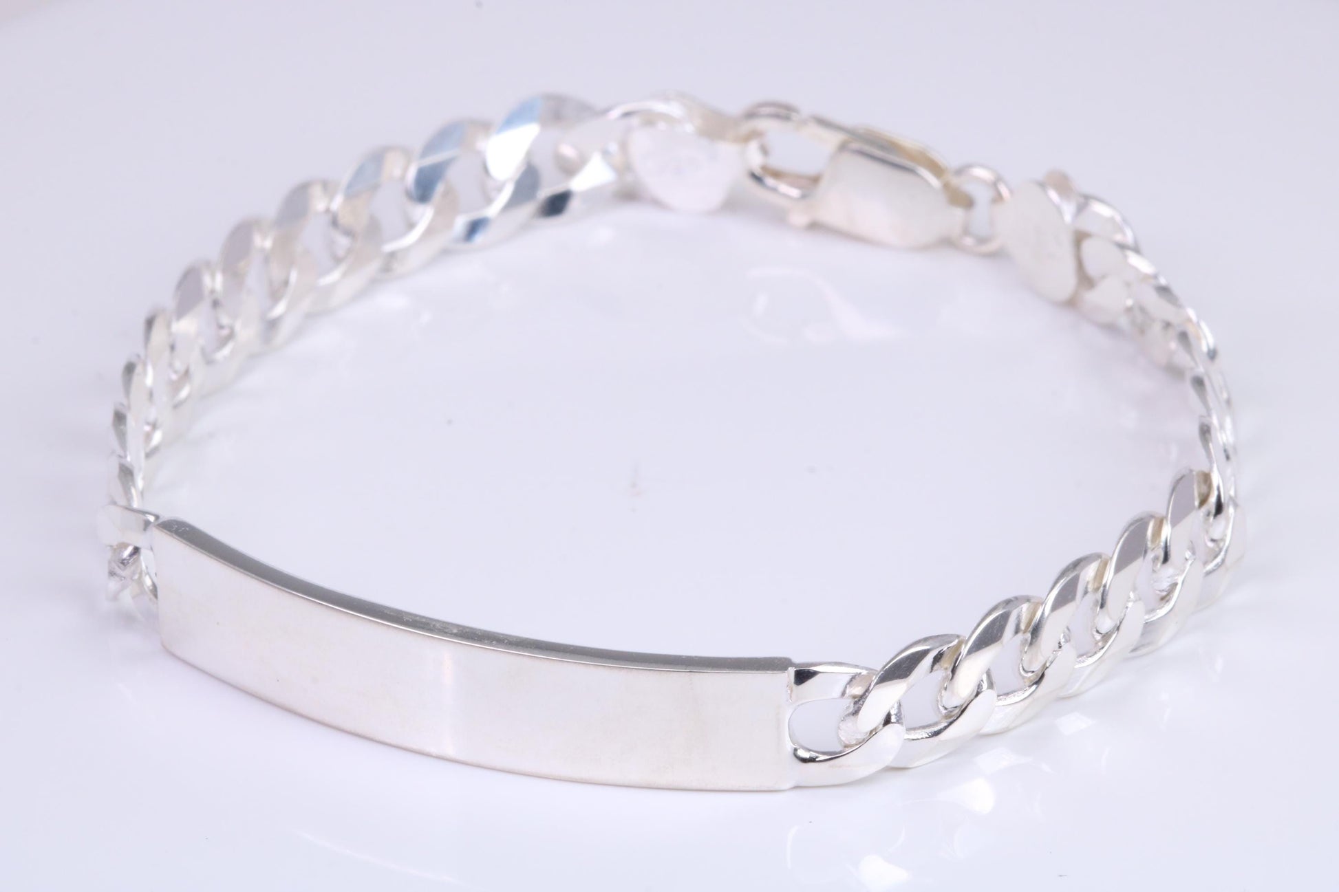 Gents Diamond cut Curb Link Bracelet, Made from solid Sterling Silver, 8 Inches Long and 8 mm Wide, British Hallmarked