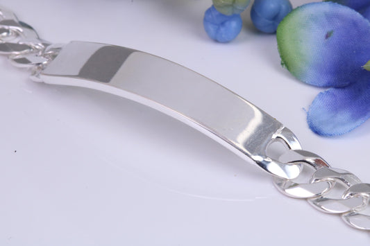 Gents Diamond cut Curb Link Bracelet, Made from solid Sterling Silver, 8 Inches Long and 8 mm Wide, British Hallmarked
