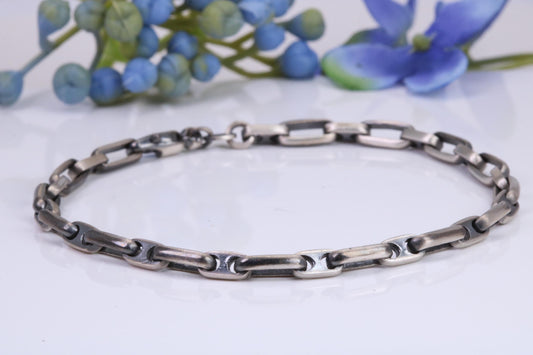 Unisex Cuban Bracelet, made from solid Sterling Silver, 8 Inches Long x 4 mm wide