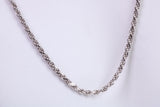 Diamond cut Twisted Rope Chain, 24 inch long x 2.30 mm wide, made from solid Sterling Silver, British Hallmarked