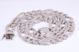 Gents heavy Flat Diamond cut Cubic Zirconia set Curb Links, made from solid Sterling Silver, 20 Inches Long x 10 mm wide