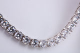 Cubic Zirconia set Tennis Necklace, made from solid Sterling Silver, 20 Inches Long x 4 mm wide