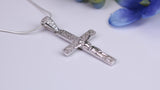 Small 32 mm Long Cubic Zirconia set Crucifix Necklace, Made From Solid Cast Silver, Complete With Silver Chain