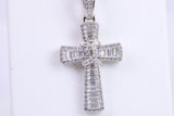 45 mm Long Cubic Zirconia Encrusted Cross Necklace, made from solid Sterling Silver
