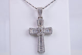 45 mm Long Cubic Zirconia Encrusted Cross Necklace, made from solid Sterling Silver