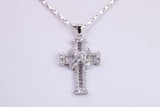 31 mm Long Cubic Zirconia Encrusted Cross Necklace, made from solid Sterling Silver