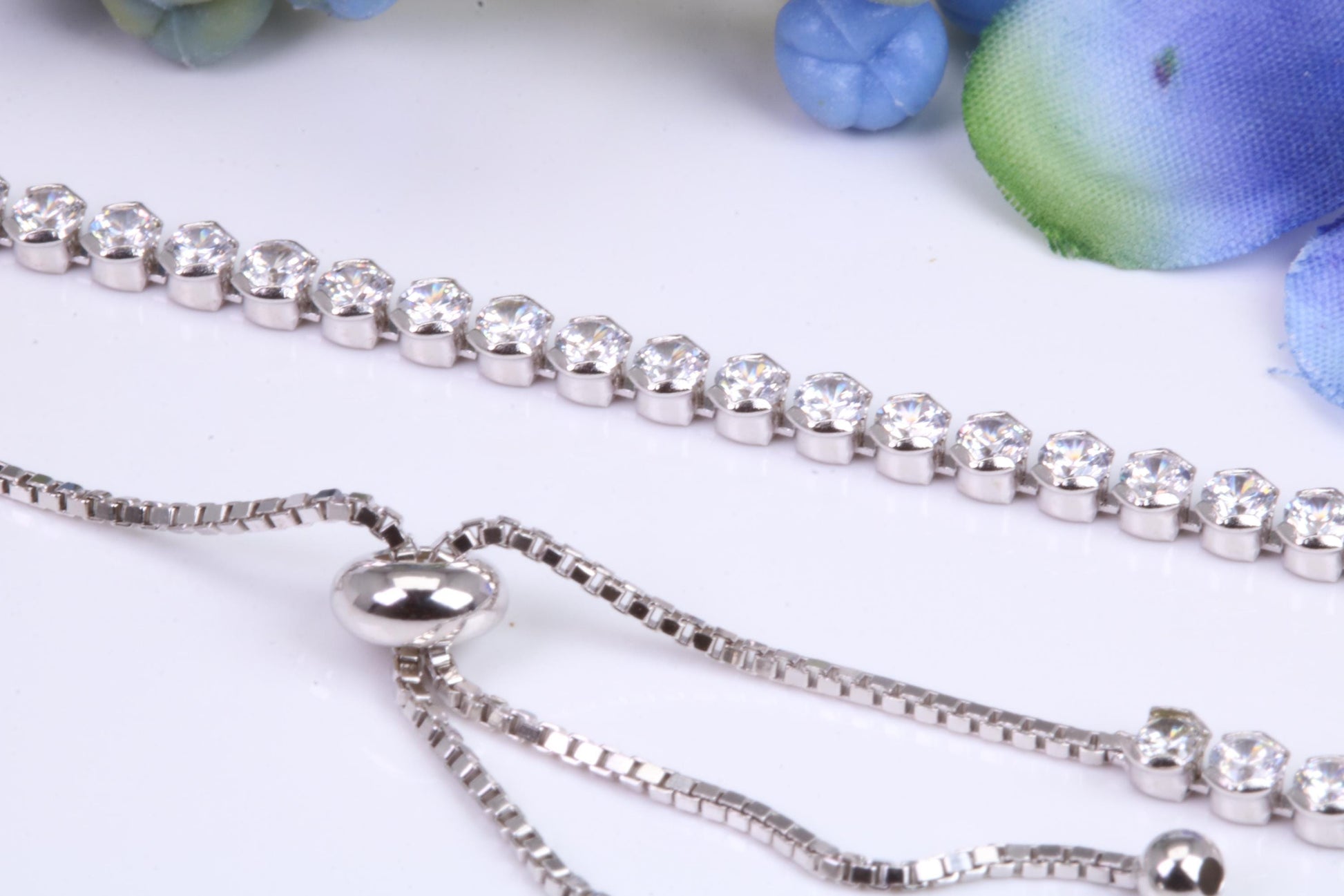 Line Tennis Bracelet, made from solid Sterling Silver, Length adjustable